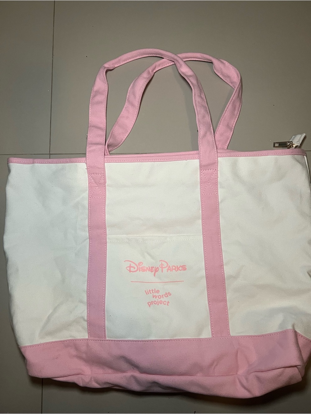 Disney Parks - little words project- White and Pink Canvas Zipper Tote